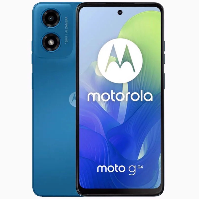 Factory ROM 4G/LTE Smartphone DUAL - (GSM 4GB ONLY Blue) International CDMA) + RAM NO 64GB Unlocked Motorola | SIM Moto Version (Satin G04s