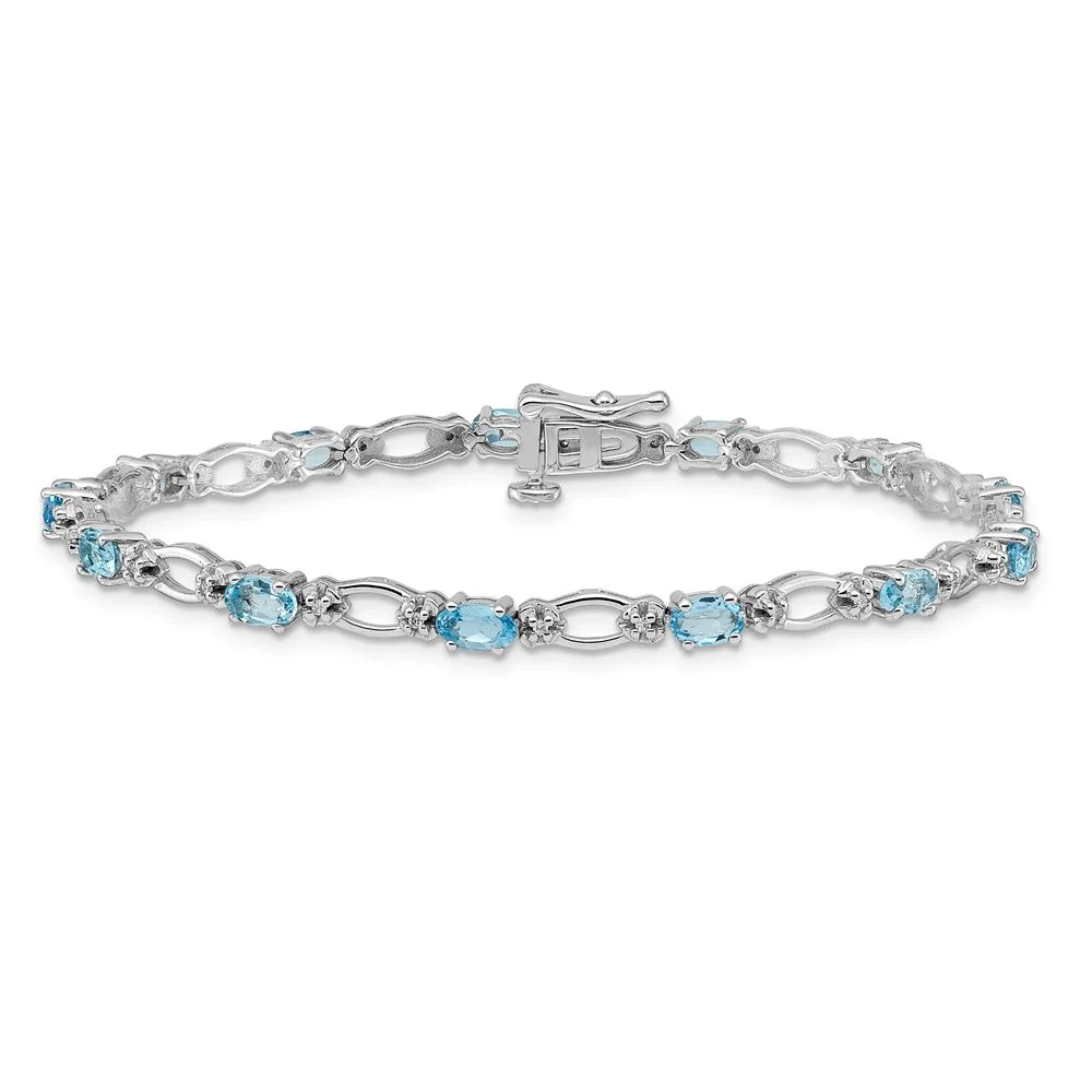 Bracelet 14k Gold QBM4491-BT-010-WA Diamond Topaz and White Blue