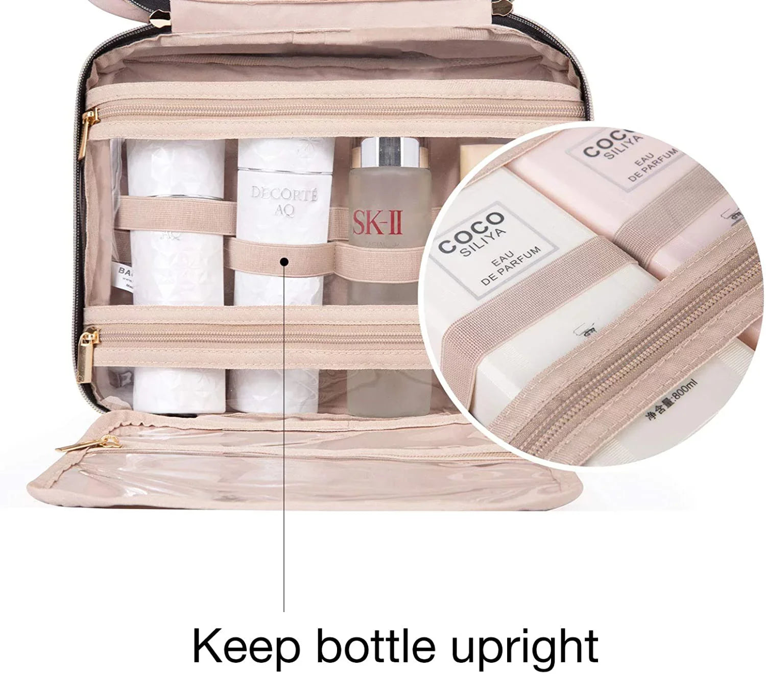 Water-resistant Makeup Shampoo, Bag for Bag Toiletry Accessories, Bag Full Cosmetic with Hook, Organizer Hanging Travel Sized Toiletries Travel Container,