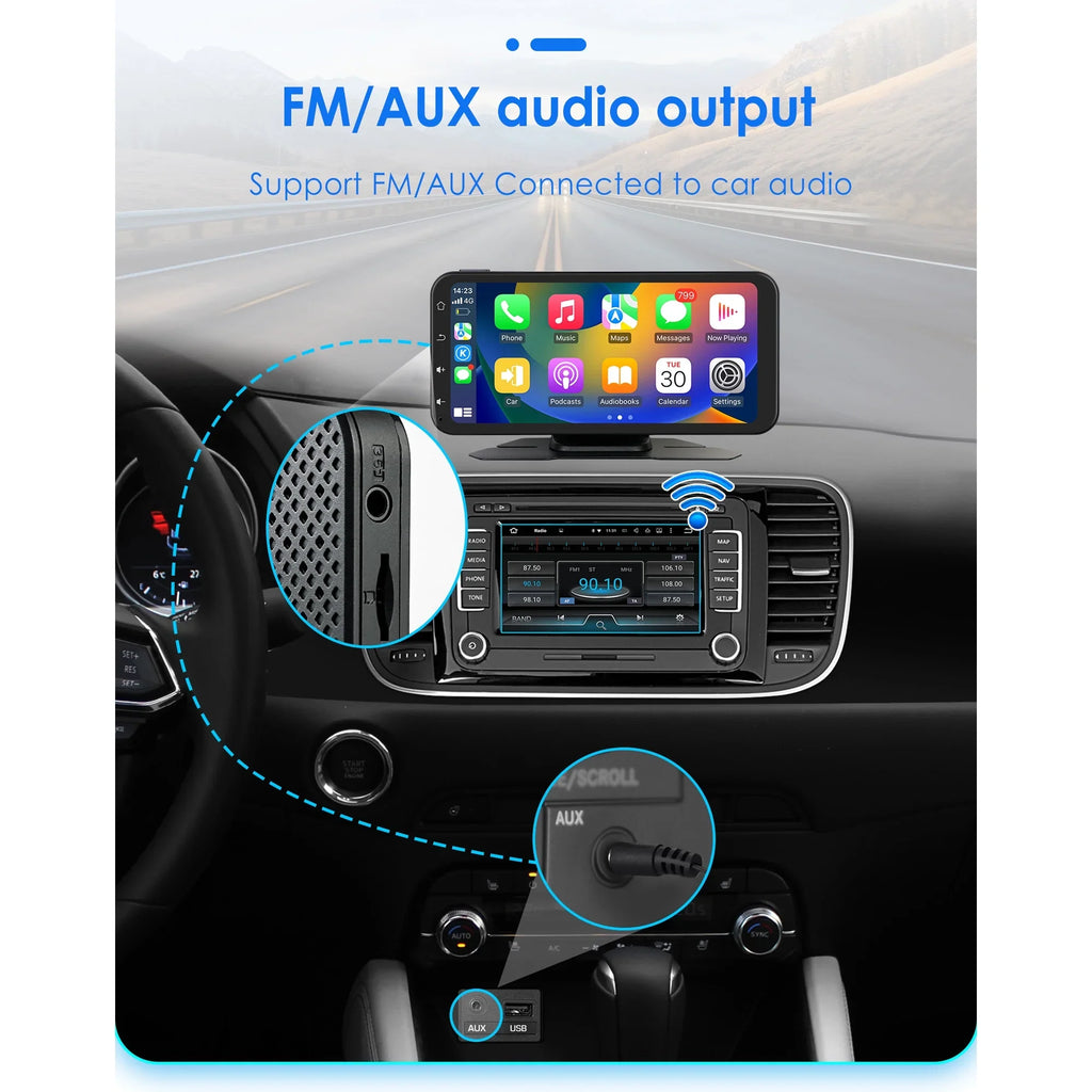 Android With Apple Auto Ossuret Adjustable GPS Camera Receiver Wireless Audio 360° Support Backup Touchscreen Carplay Bluetooth Car Stereo Navigation 6.25" Radio