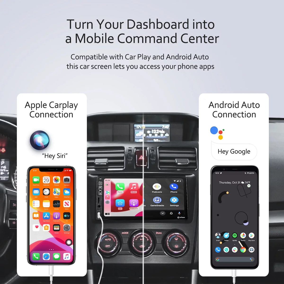 Carplay, Compatiable with Player Din Radio Inch Camera Auto, Double Corehan Apple Screen Bluetooth Car Mirror Touch Multimedia Link IPS Android Stereo Car with 7 Backup Complimentary -