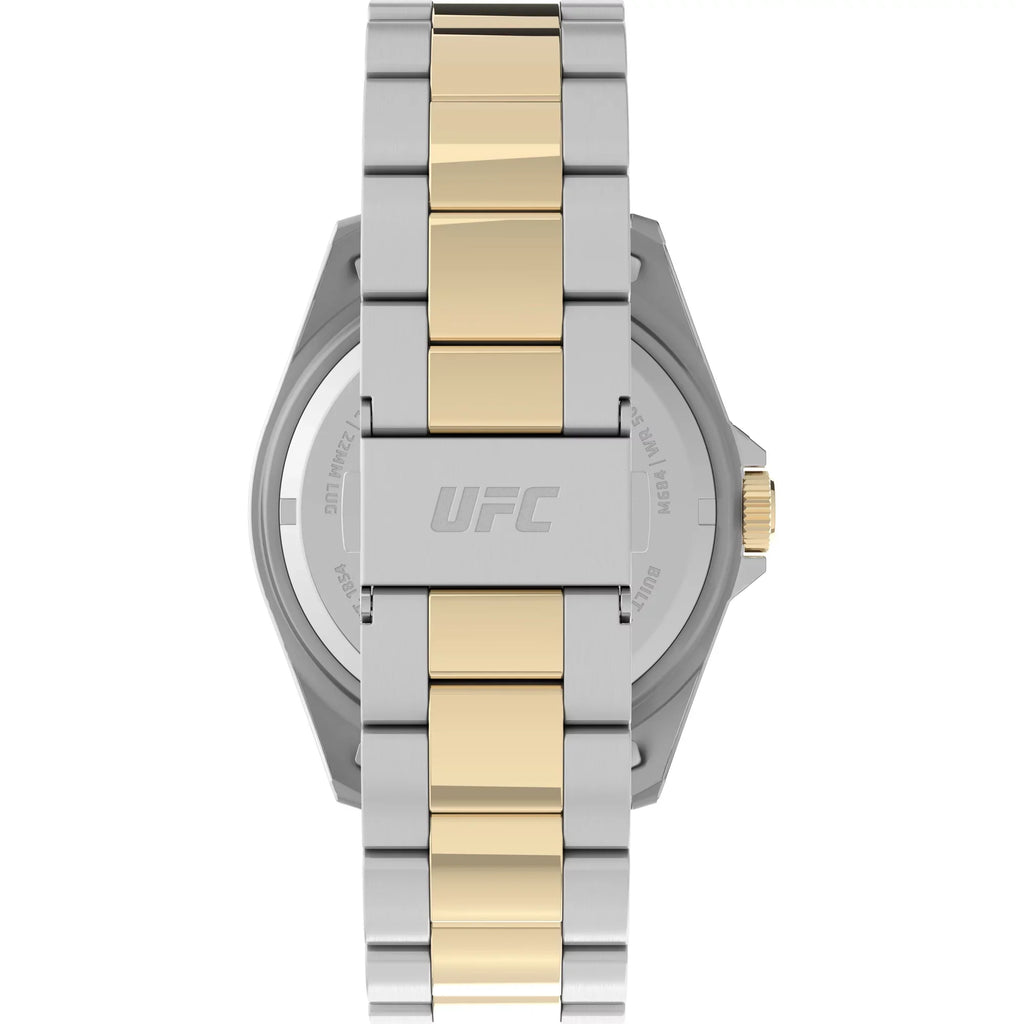 UFC Watch Blue Debut Two-Tone 42mm Silver-Tone Case Men's Dial Timex Strap -