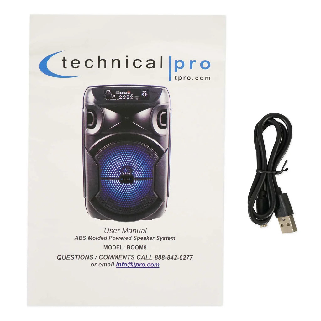 8" BOOM8 Technical w/Bluetooth Party (2) Portable Pro TWS Speakers LED Wireless