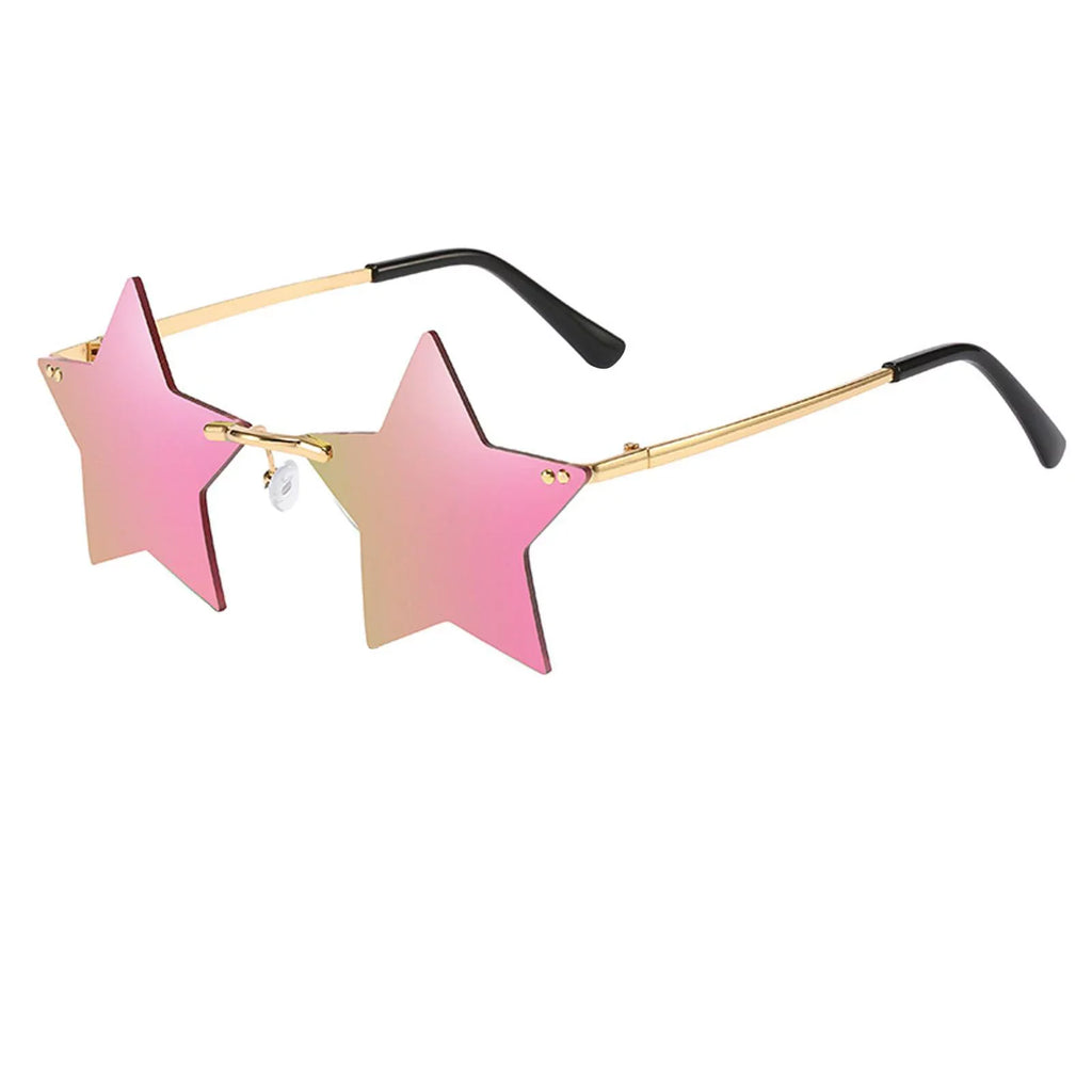 Stars Rimless Glasses Women for Sharplace Glasses 6X Trendy Grey Dance Costume Sun