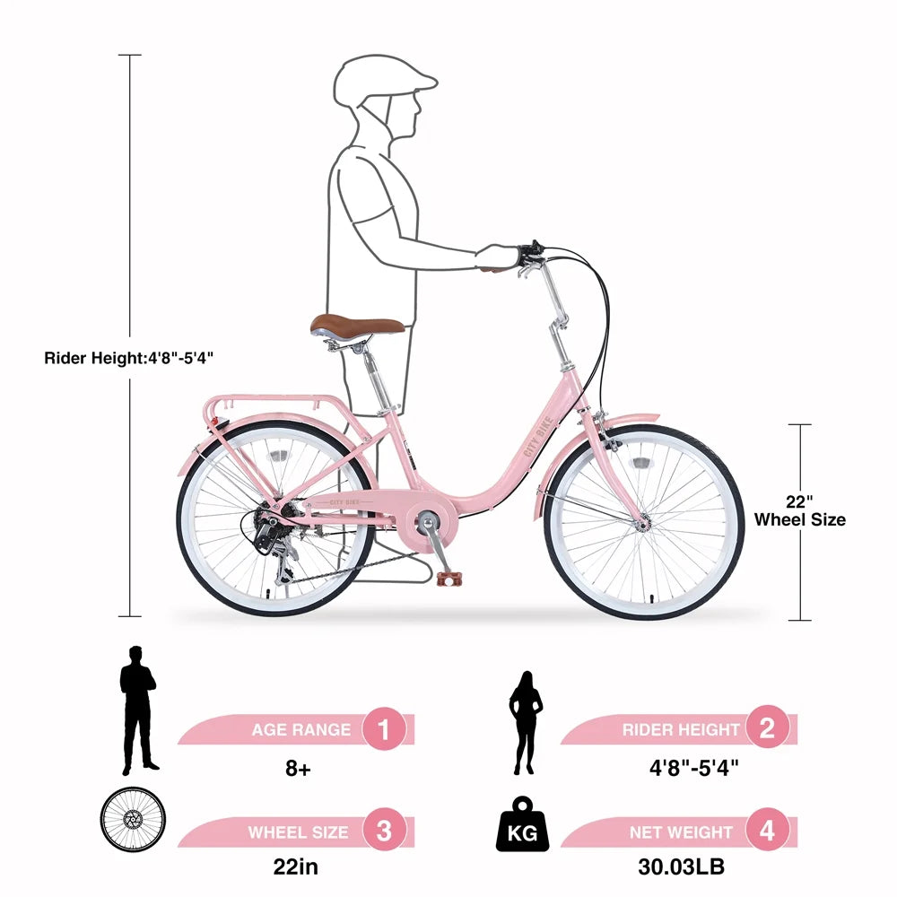 22 Girls Alloy Kids Inch je for Ages Bicycle Aluminium and Shifter Frame,7-speed 8+Years, derailleur,Pink Bike jx Yone