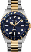 UFC Watch Blue Debut Two-Tone 42mm Silver-Tone Case Men's Dial Timex Strap -