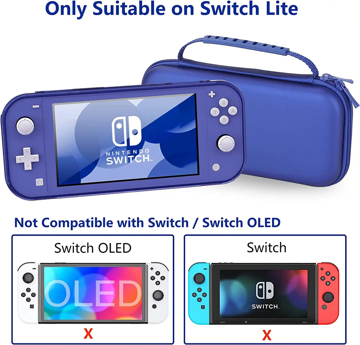 Protective Switch Accessories,Switch Case and Case Lite,Protective Hard HEYSTOP Switch Thumb Travel Lite Portable and Lite Cap,Blue Glitter for with TPU Console Nintendo Case Carry Case Nintendo for