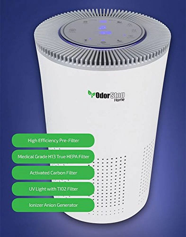 '- Carbon Active 5-in-1 OdorStop HEPA Ionizer Purifier White H13 B2375110 & Air Filter, with OSAP5W1