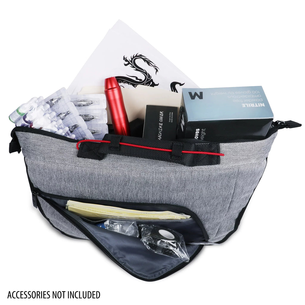 More USA Tattoo & Only Set, Supply, Ink Bag Machine, and - Customizable Professional Power - with Gun Resistant Supplies Equipment Dividers, Gear Tattoo Tattoo Case Weather Bottom Messenger Holds Kit