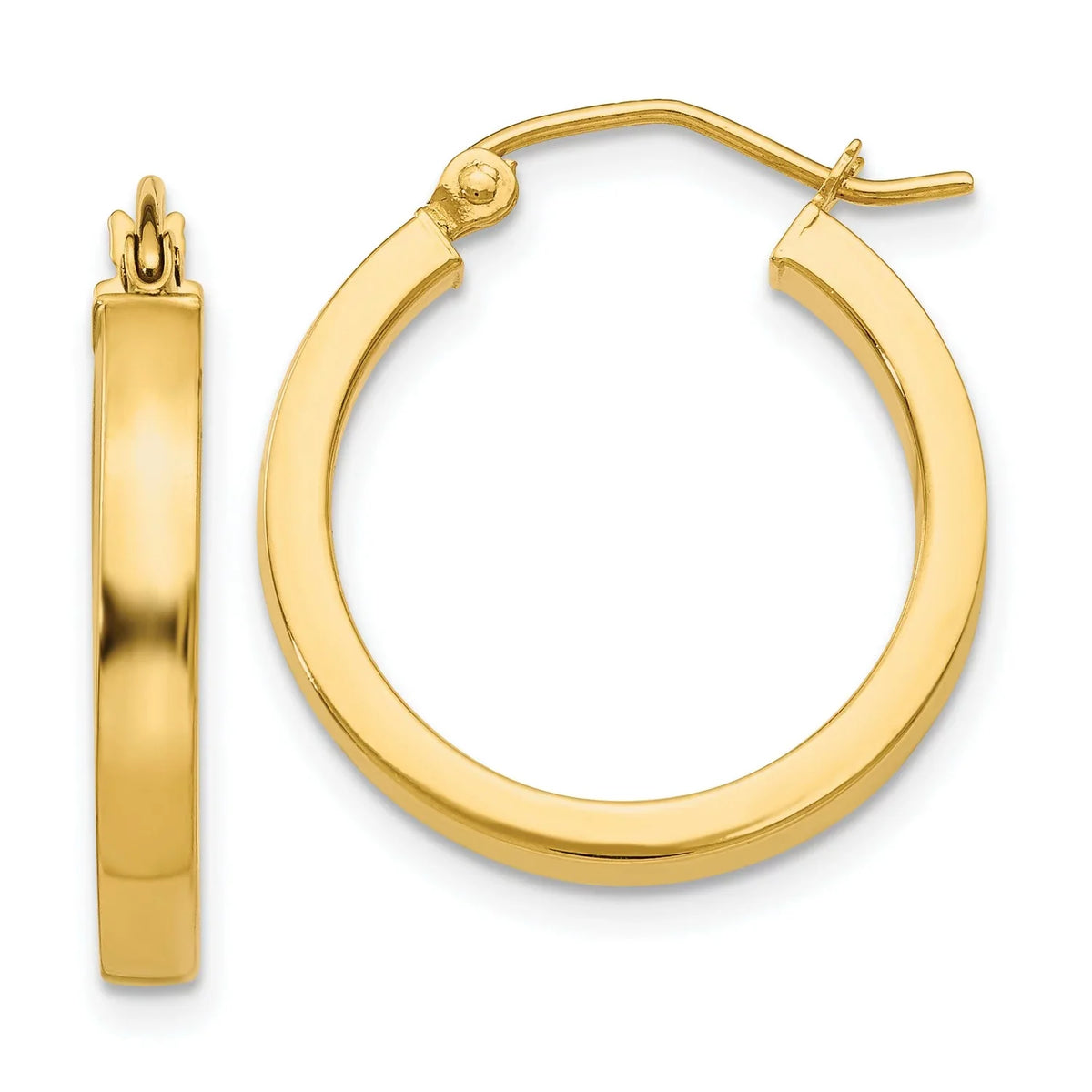 Hoop Gold Rectangular Yellow Tube 14k in Real 2x3mm Earrings