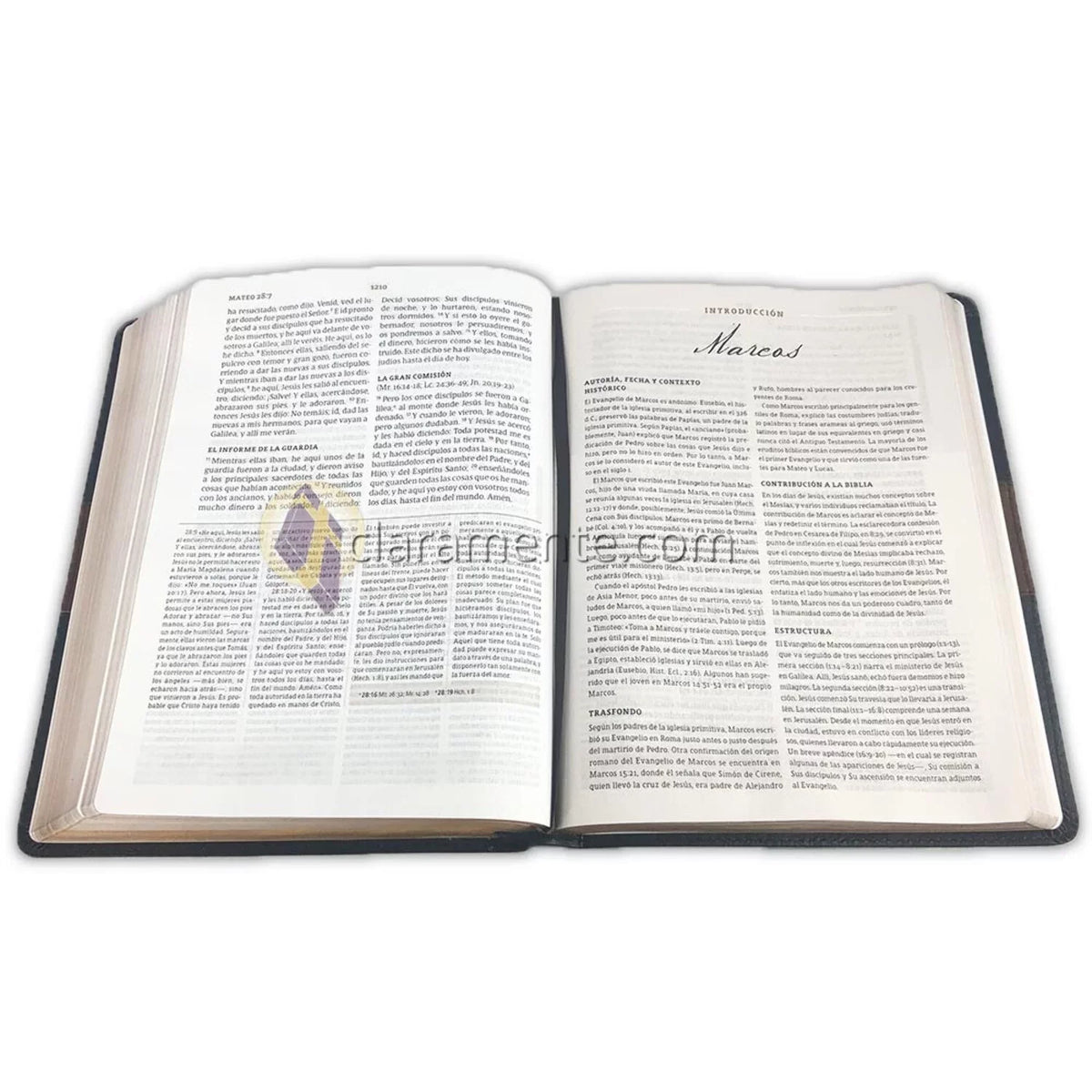 Biblia 1960 símil Spurgeon, negro/marrón estudio piel de RVR (Hardcover)
