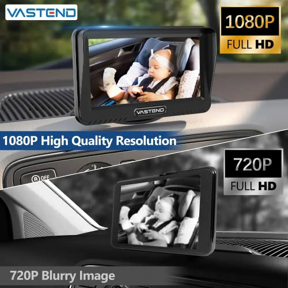 Function,5 View & Silicone 150&deg; Rotation Mins Vision Car Car Kit,With Baby 1080P A Baby with Mirror Night Cute Camera,360&deg; Case Easy Travel to VASTEND Wide Install Safety