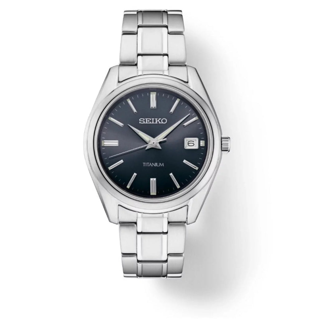 Seiko Blue Dial Men's Watch Titanium Grey Classic SUR373 Quartz