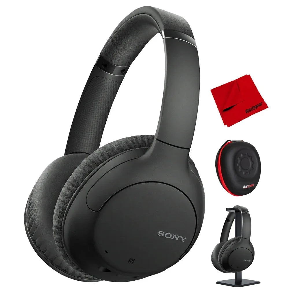 (Black) Headphones Wireless for Sony Gear Headphone WHCH710N Model with the Headphones Stand and Case WH-CH710N Deco Noise-Canceling Bundle