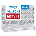 Air Air Filter, Pleated MERV AC 11 14x25x1 Aerostar 4 Filter, Pack Furnace
