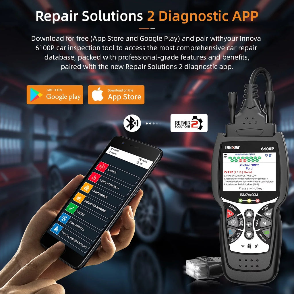 Tool Analyzer Truck Reset Innova SUV Auto Scan Automotive All OBDII Test OBD2 Diagnostic Hybrid OBD2 Car for Car 6100P Scanner Battery Oil Reader Code Scanner SRS ABS Automotive Light Scanner Engine