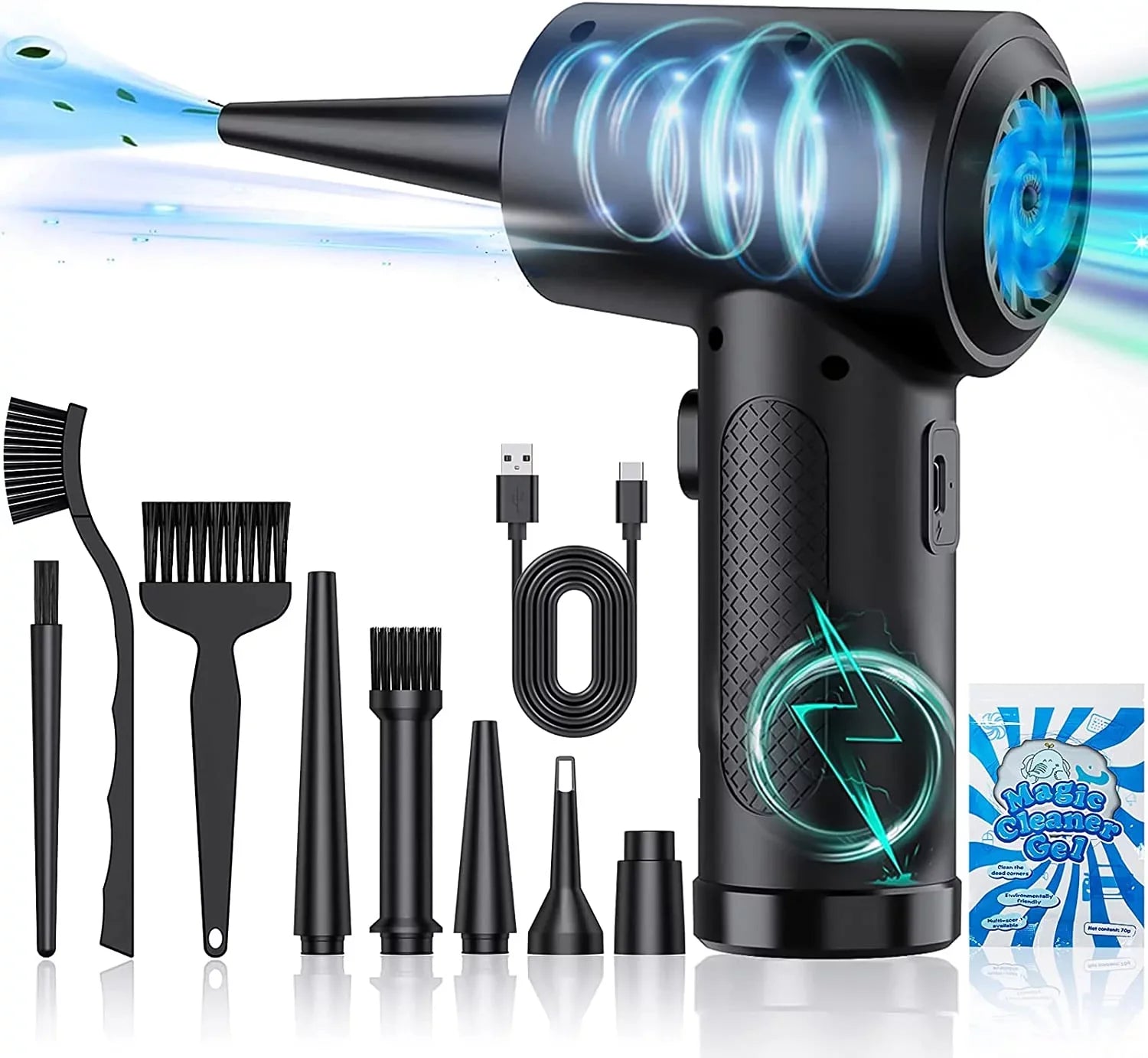 for Duster Gears Cans Good & Electric Duster, Replacement Air 3 100000RPM Air 7600mAh Cleaner Office, Air Reusable Compressed Rechargeable Compressed for Computer Adjustment, Cordless Keyboard