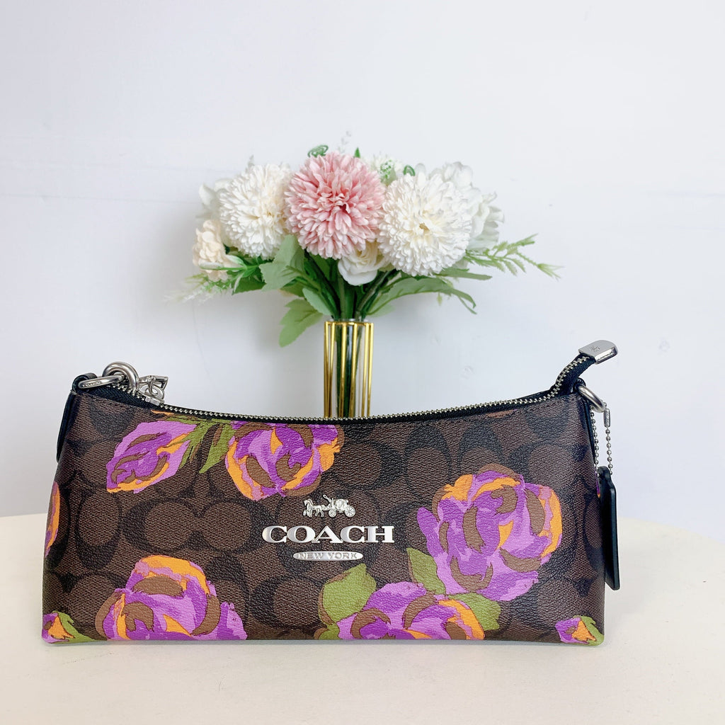 Print Coach Bag CL406 IN Brown Rose Charlotte Multi In With Signature Canvas Shoulder Iris