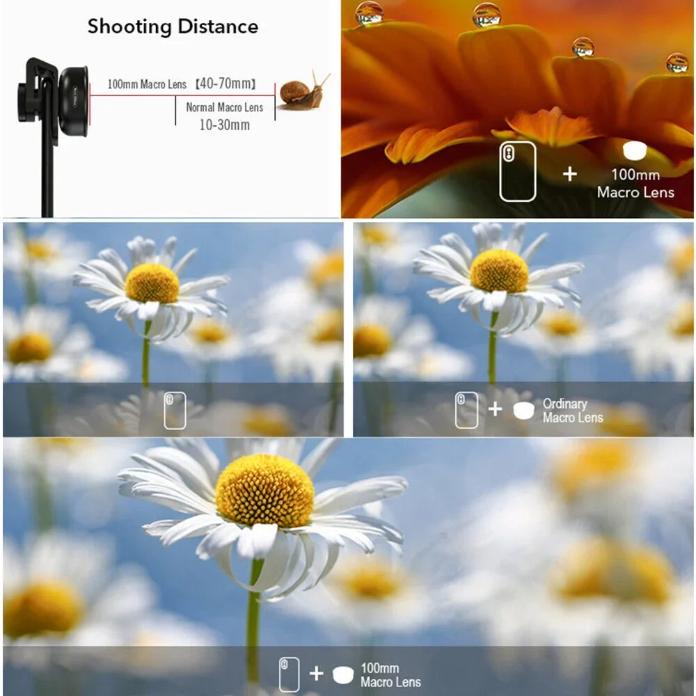 Coated Macro Multi-Layer Lens Shooting Aluminum Camera 40MM-70MM 4K Alloy HD External Accessory Optical Clip Distance Detachable Cellphone Lens