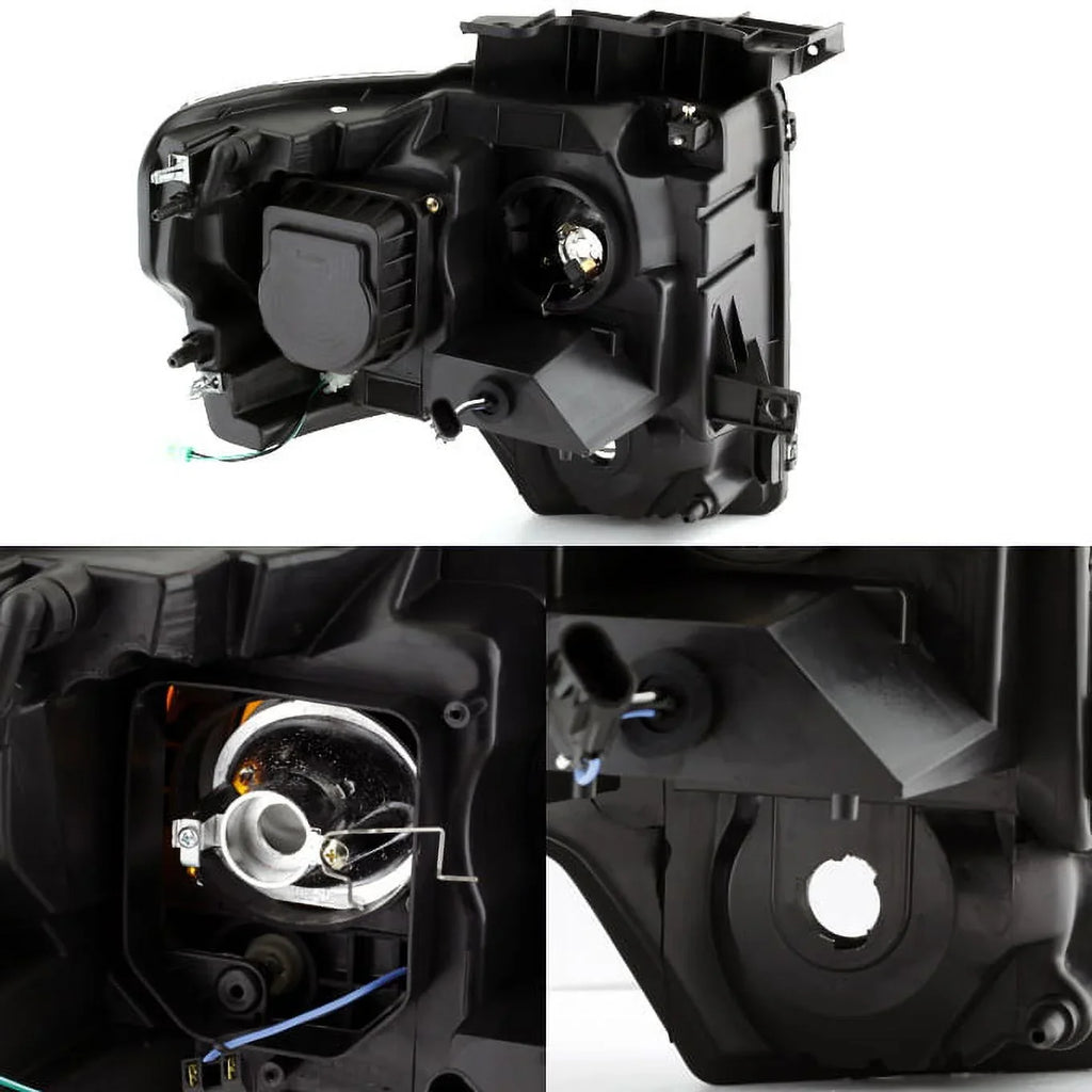 Black Ring] light Truck LED Pickup LED F-150 Headlights Set Halo - 09-14 AKKON Tail + Projector For F150 [Dual