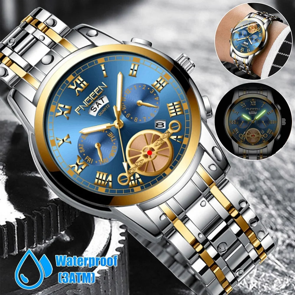 Tourbillon Business Analog Wristwatch Waterproof Quartz Mens Classic Watch Dial