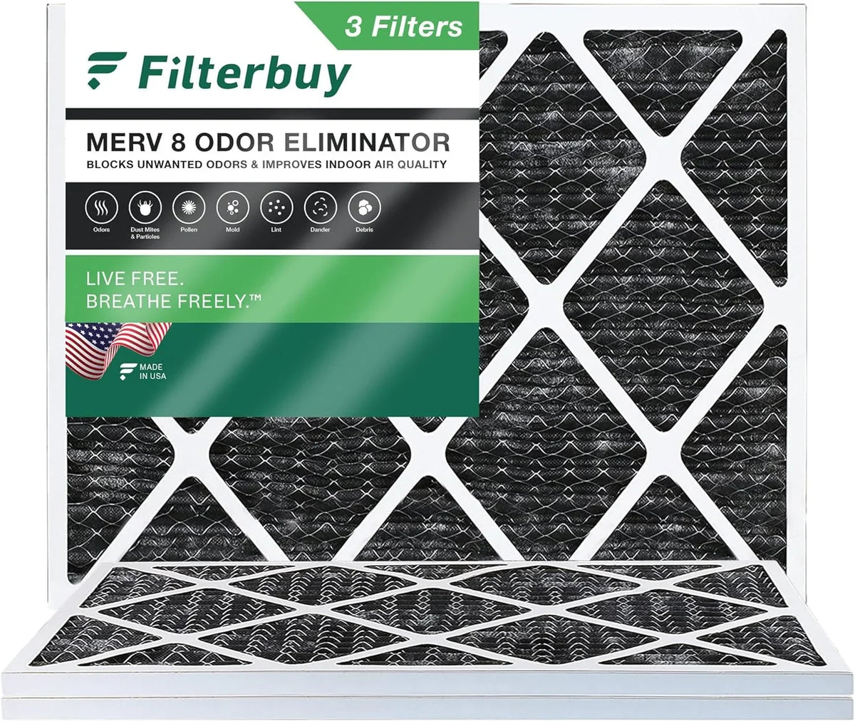 Eliminator Odor (3-Pack) with HVAC AC Activated Filters Furnace Carbon Air Filterbuy MERV 14x20x1 Pleated 8