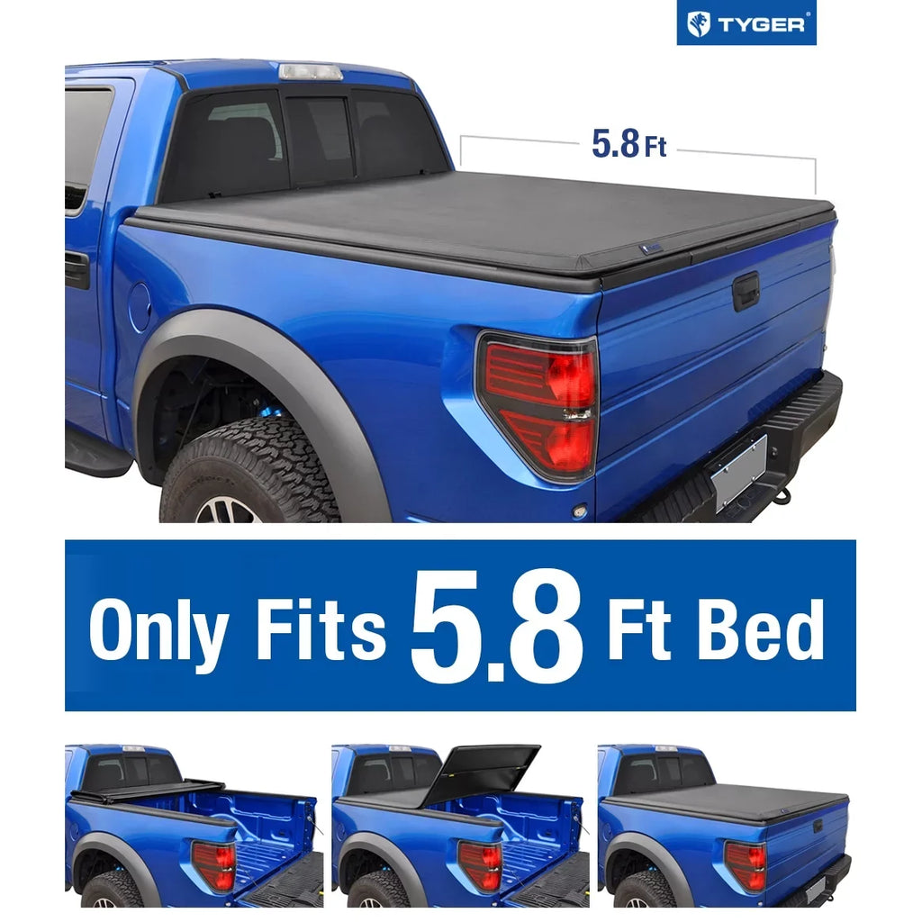 2010 Tonneau feet TG-BC3D1015 Trifold 2012 Pickup 2015 Dodge Ram Cover (NOT Cargo Cover Stepside) (69.6 Tonno 1500 2013 Truck Bed inch) Fits 2014 2009-2016 2011 TYGER Tri-Fold 5.8 For