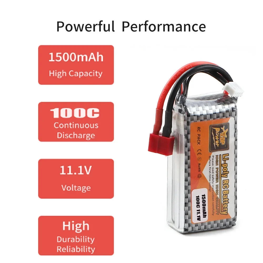 for 1500mAh RC Airplane Plug 3S FancyWhoop Car Flight 100C 11.1V DIY Battery Lipo Drone T