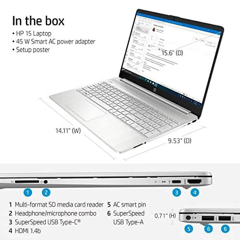 RAM Webcam Intel 11th USB SSD Display USB-C NVMe Pro 36GB Gen Silver 15.6" AC 4-Core 11 Graphics w/RE 2022 Xe Drive 512GB Micro-Ege DDR4 Intel Windows Iris Laptop WiFi PC i7-1165G7 BT FHD HP HDMI