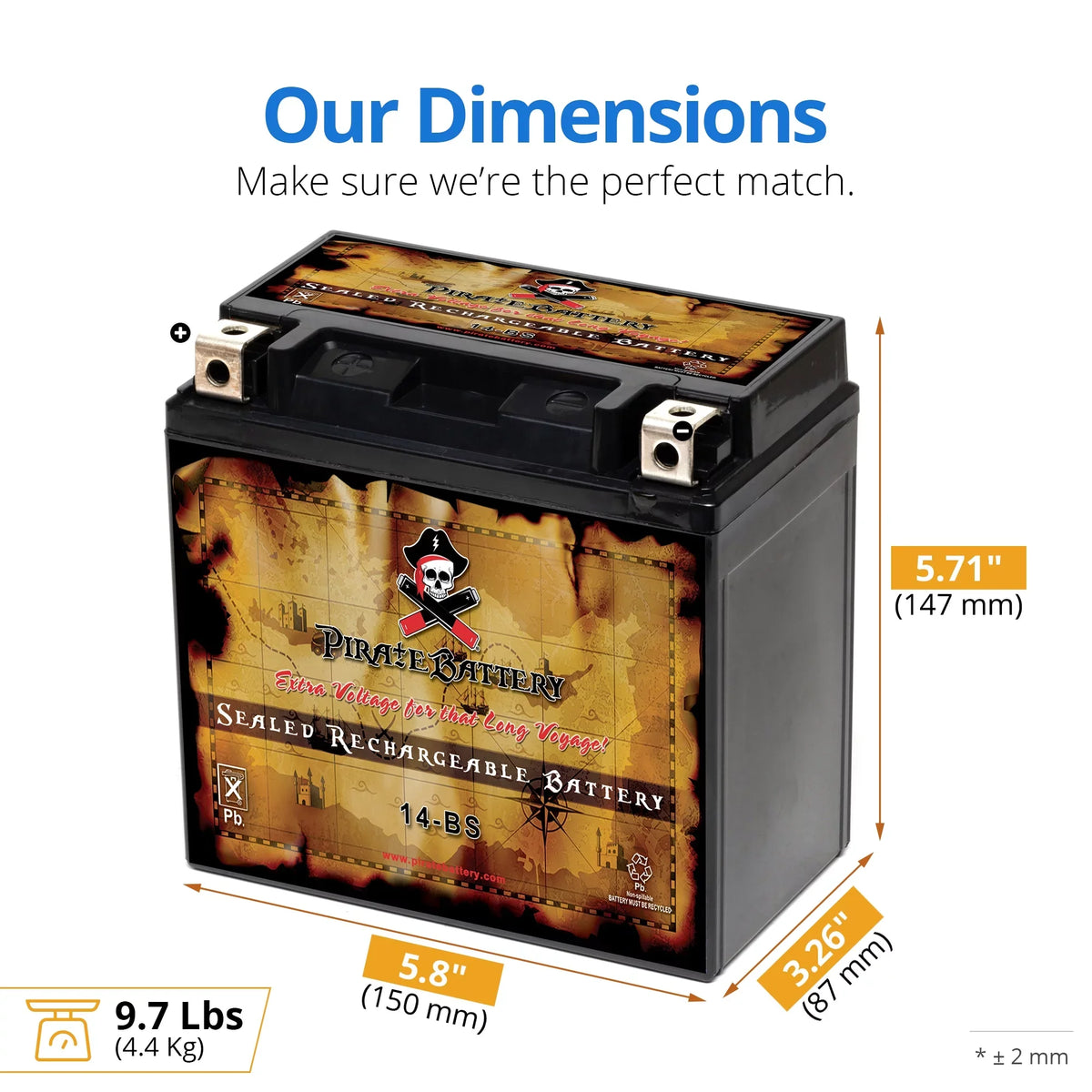 1995 Pirate Battery 800cc B, for Kawasaki Drifter Ah, 200 Vulcan, YTX14-BS E 12 Vn800-a, Motorcycle Battery C, CCA) Classic, (14-BS Volt,12