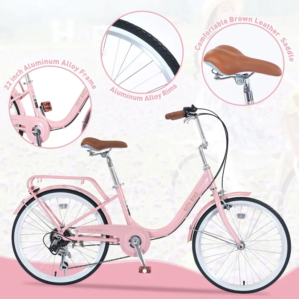 22 Girls Alloy Kids Inch je for Ages Bicycle Aluminium and Shifter Frame,7-speed 8+Years, derailleur,Pink Bike jx Yone