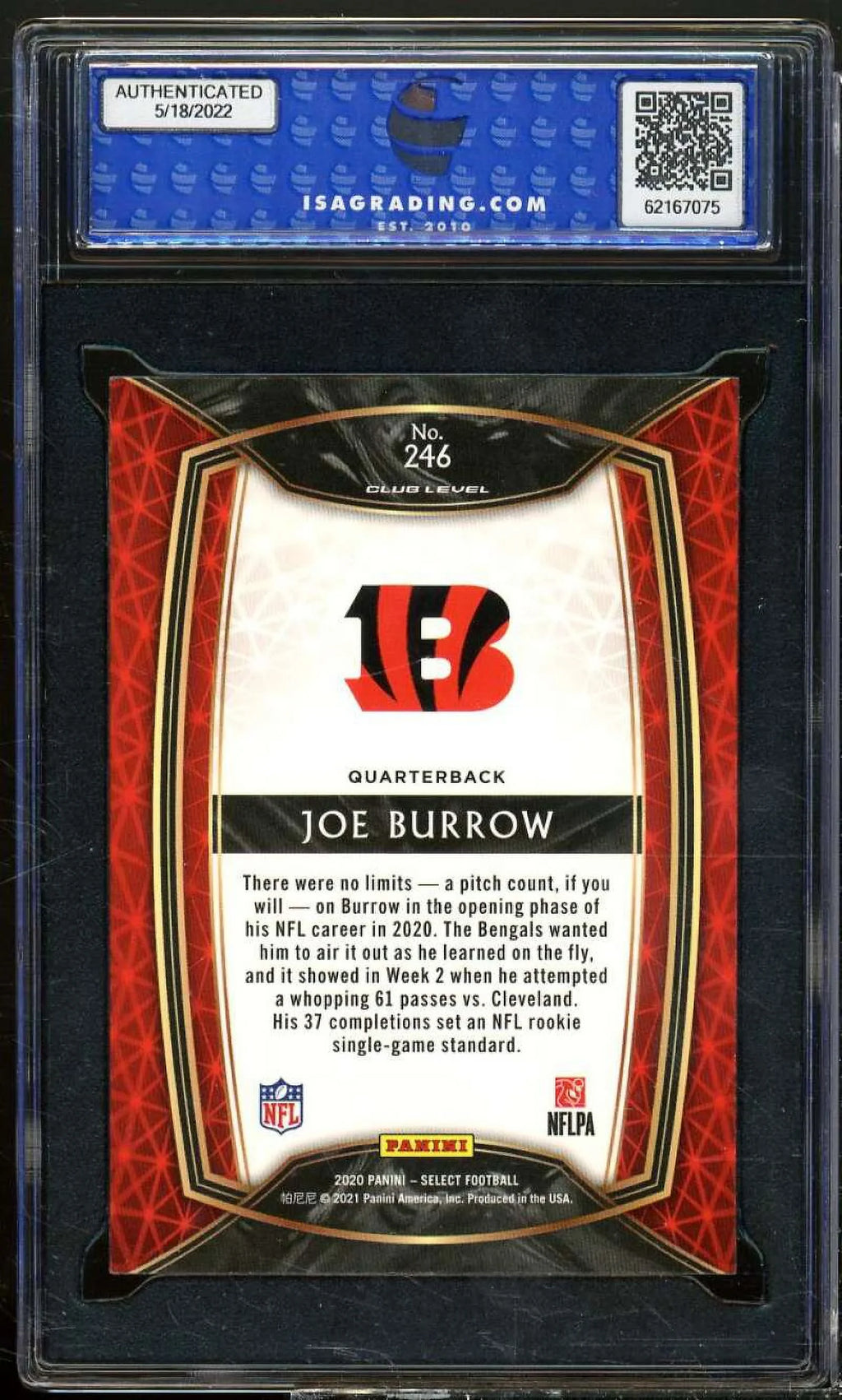 Card Burrow MINT Joe 2020 10 #246 Panini Select GEM ISA Rookie