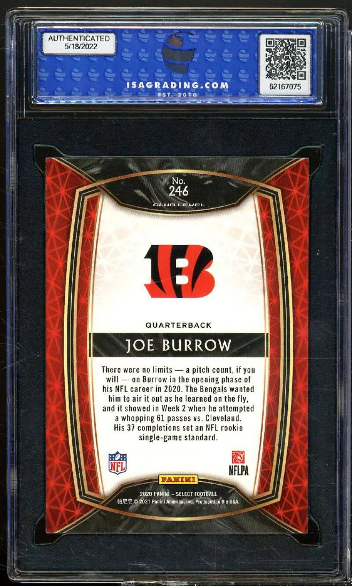 Card Burrow MINT Joe 2020 10 #246 Panini Select GEM ISA Rookie