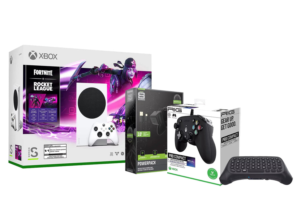 Keypad and S League Black Xbox Wireless Compact Fortnite Controller Series Microsoft Controller, Console with Charge Rocket PRO Cable/Battery