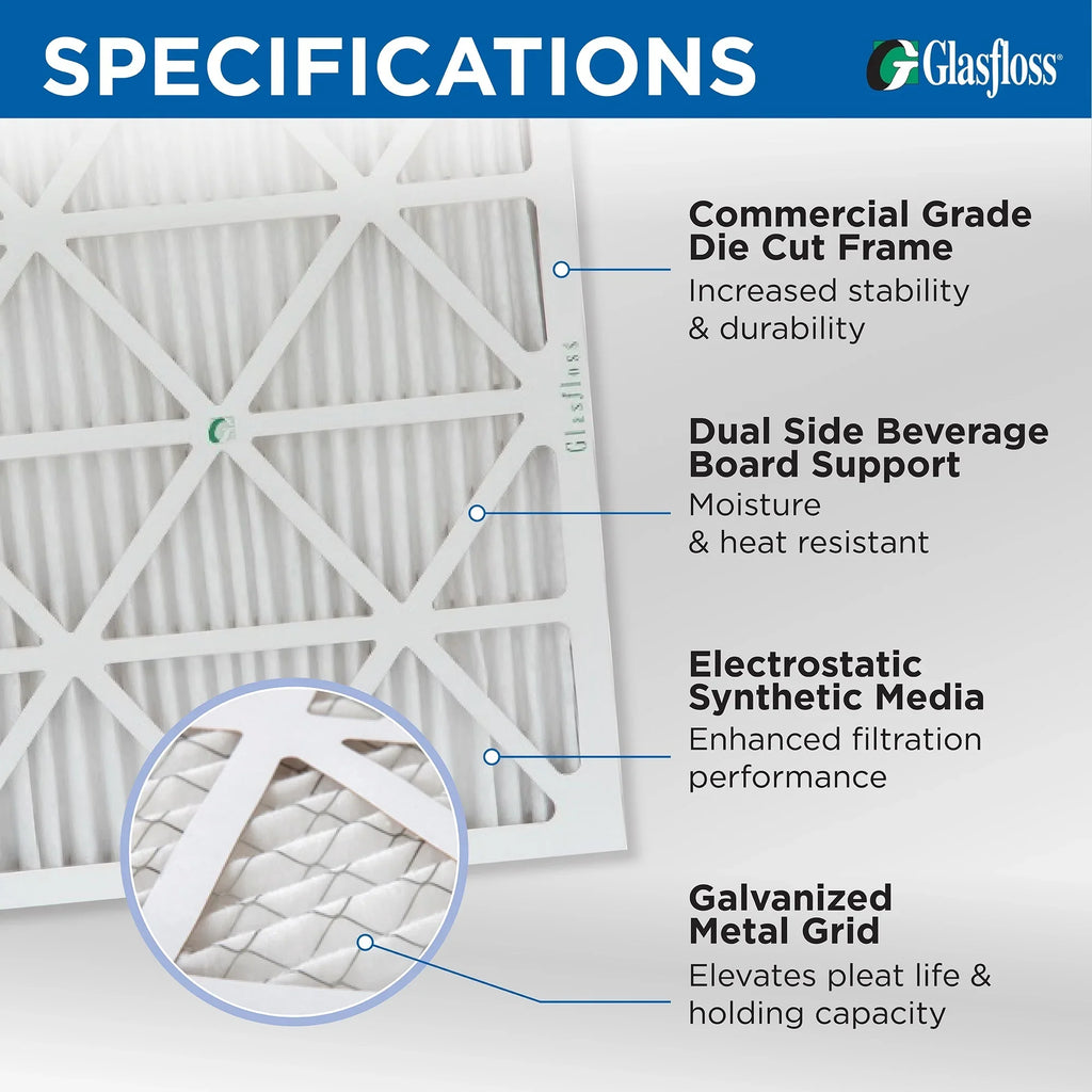 13 AC Industries. by Air 4 Furnace Pleated Filters MERV Pack 12x24x4 Glasfloss