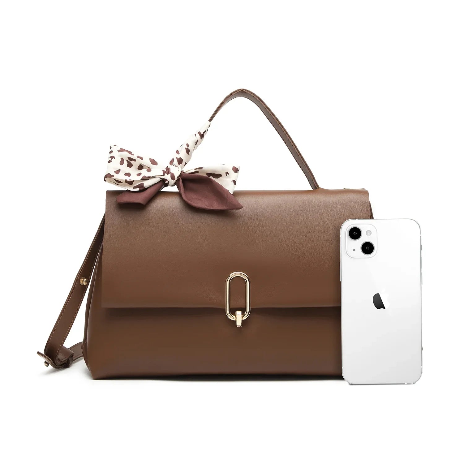 square handbags PU bag Handle ladies Scarf Silk Flap women hand bags bags Brown Shoulder Bag Women's Leather crossbody