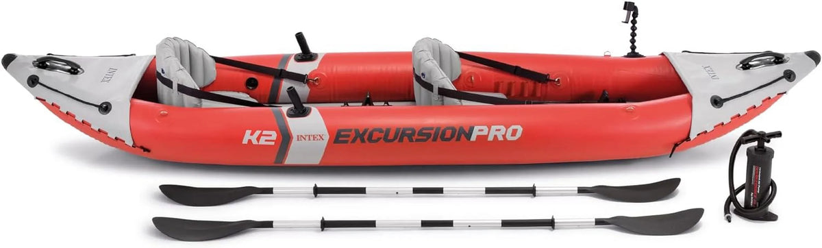 Kayak Includes Excursion and Adjustable 86in Handles Pro Paddles – Grab Inflatable – Series: Kayak Bucket PVC Rod High-Output Deluxe – Holders Fishing INTEX – SuperTough Seat Pump