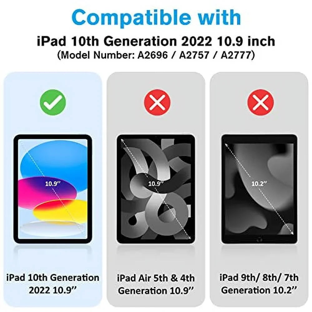 for for Backlit 10th Generation iPad –Black 10.9 2022 Keyboard Degree Rotation 7 Touchpad 360 Color inch Multi-Touch ProCase Trackpad, Keyboard iPad with Gen 10th Case Case
