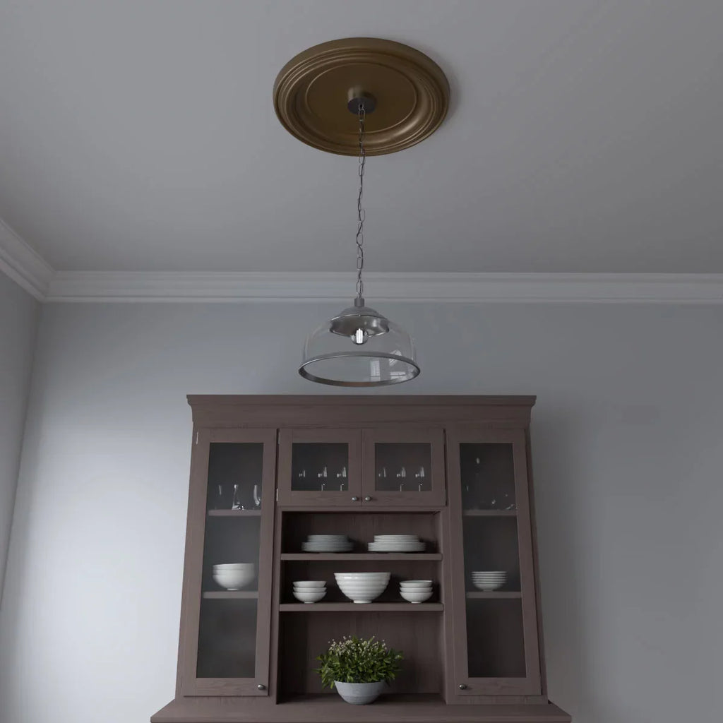 13 Canopies 1 PVC to x Medallion 22"OD Rush 1/2"ID up Traditional 1/2"P Ceiling Thermoformed Metallic (Fits Ekena Millwork x 3 Gold 1/2"),