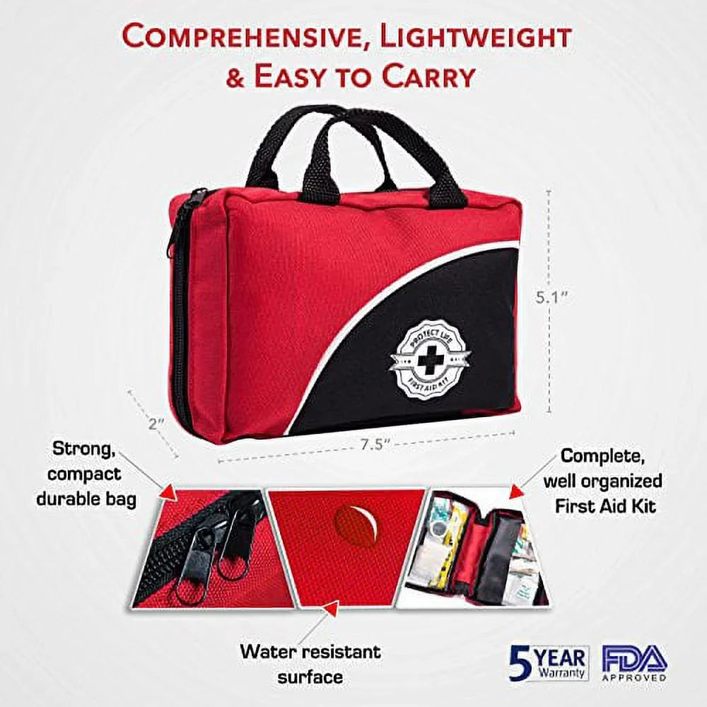 '- Emergency - Travel, | First Sports, Complete for 160 Home, stocked with Office, Car, Kit Piece Camping, Survival Supplies Fully Aid Bag Medical