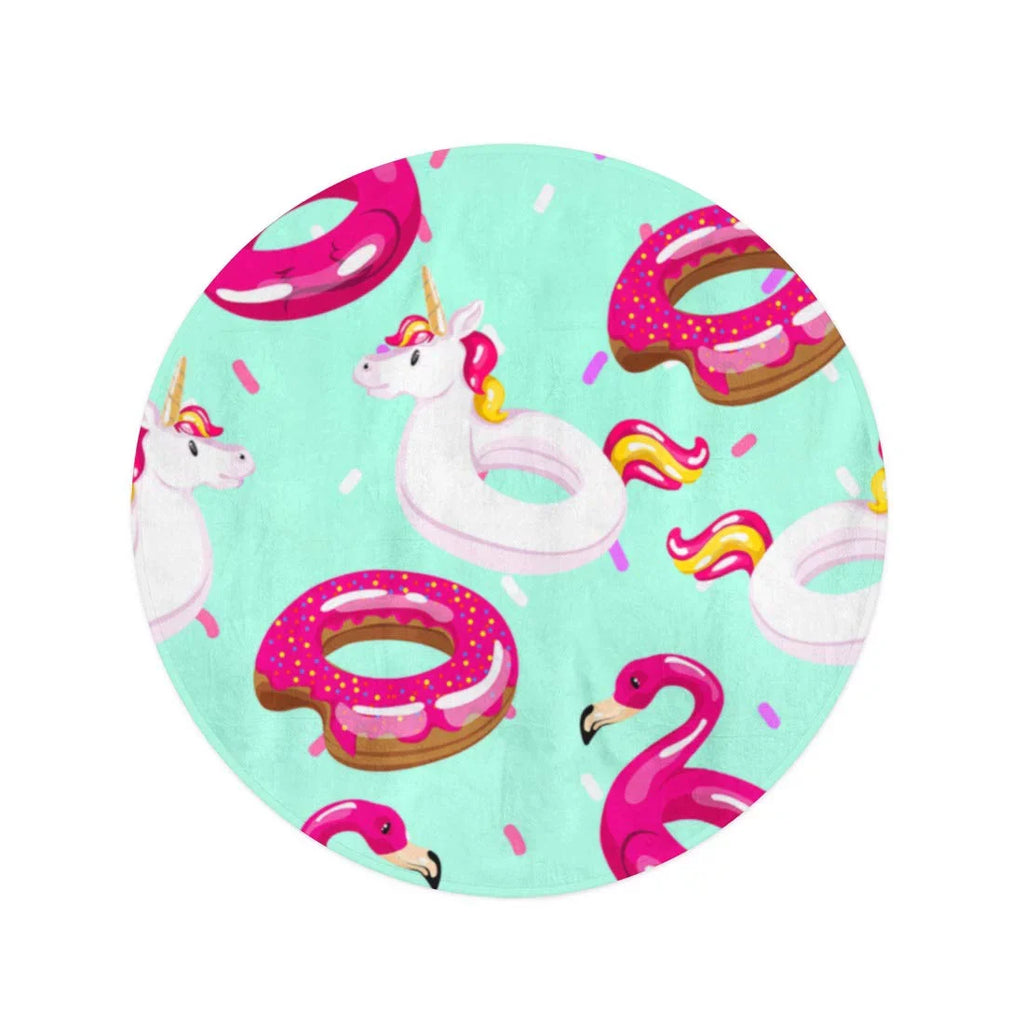 Beach The Towels inch Pool Mat Inflatable Beach Circular Circle 60 Throw SIDONKU Donut Round Blanket Flamingo Tapestry Towel Travel Circle Blue Unicorn Summer