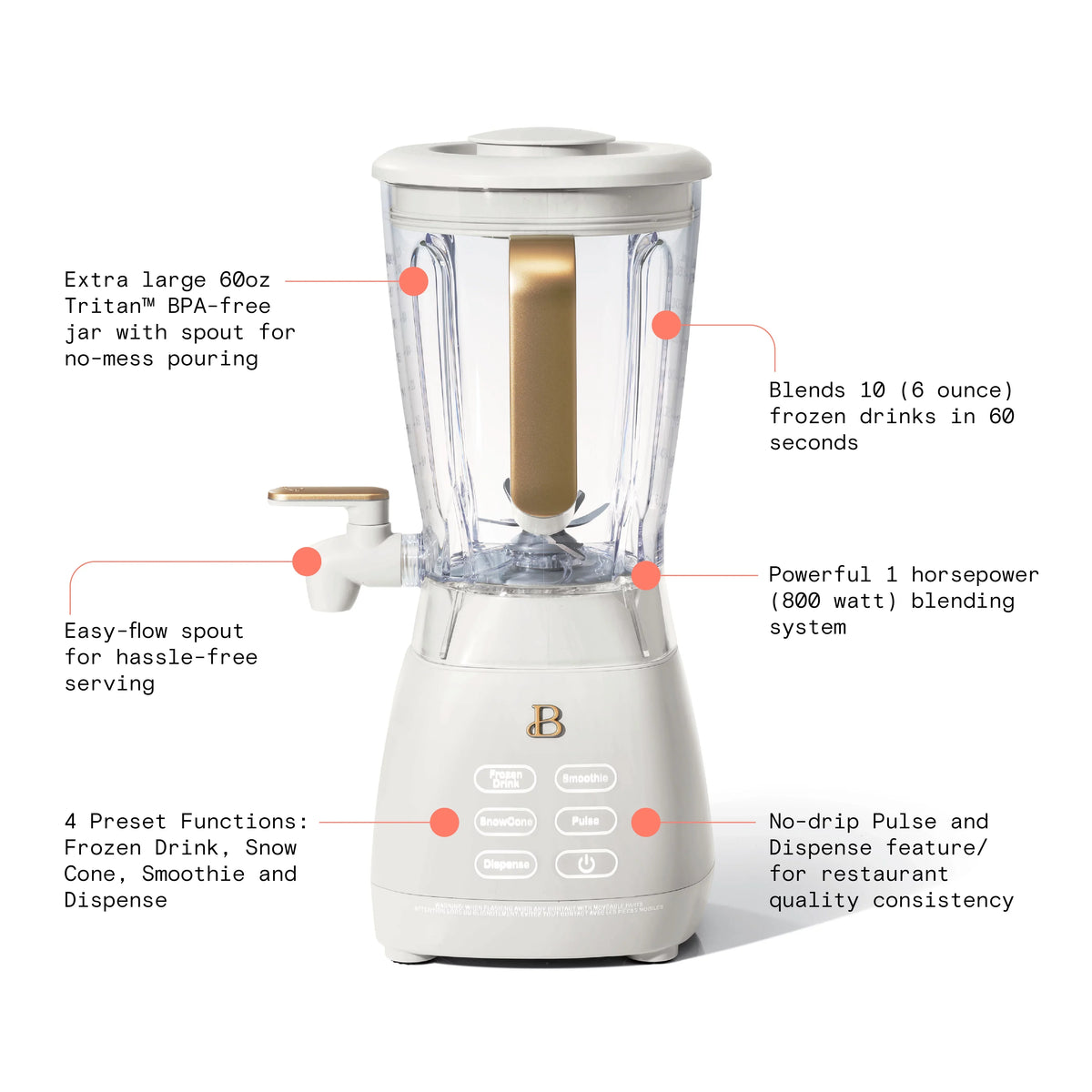 Barrymore Maker, Beautiful Drink Frozen 60 Slush 4-Speed Drew by Icing Crush oz White