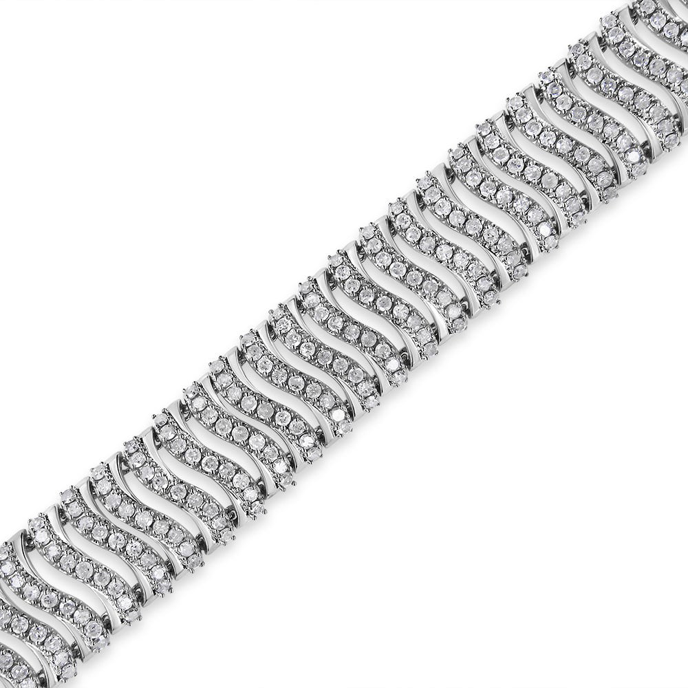Link Diamond Round-Cut Bracelet Silver "S" 5.00 I3 Clarity) Color, 7.25 .925 Cttw (I-J - Size Sterling
