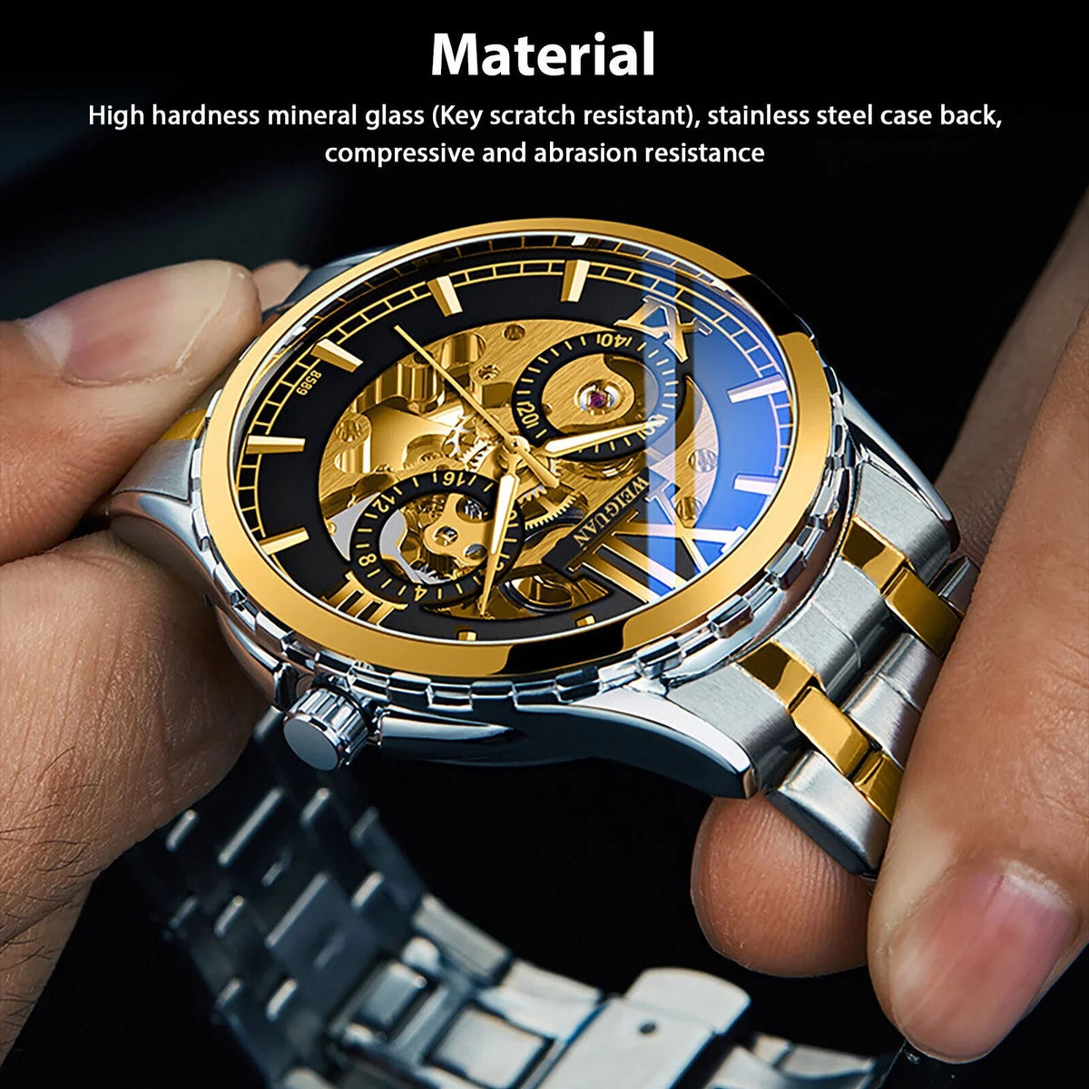 Men Luxury Business Waterproof Steel Mechanical Stainless Watch Automatic Wrist