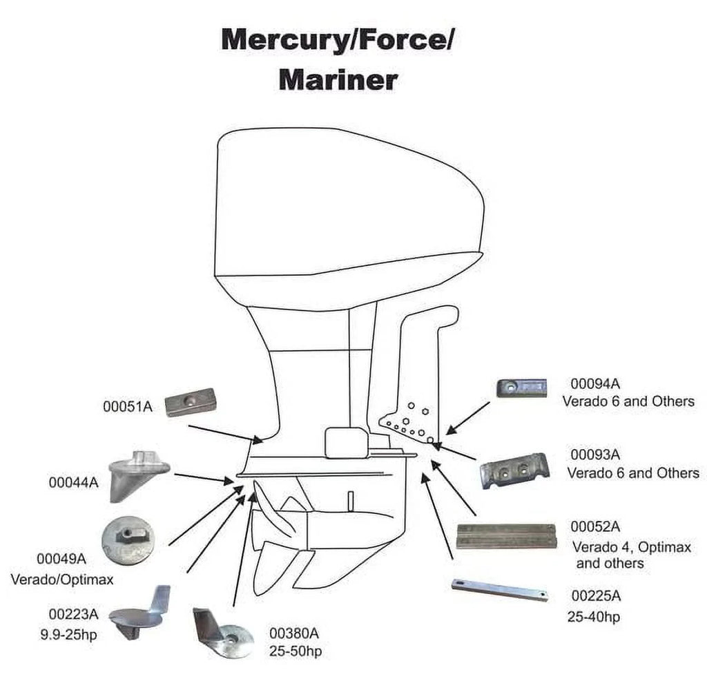 Outboards Kit Zinc CMVERDO4KIT, 18-6156 Zinc 4 And Anode 95111, Optimax Complete Kit US Verado Grade Replaces 8M010755, Mercury Military Fits