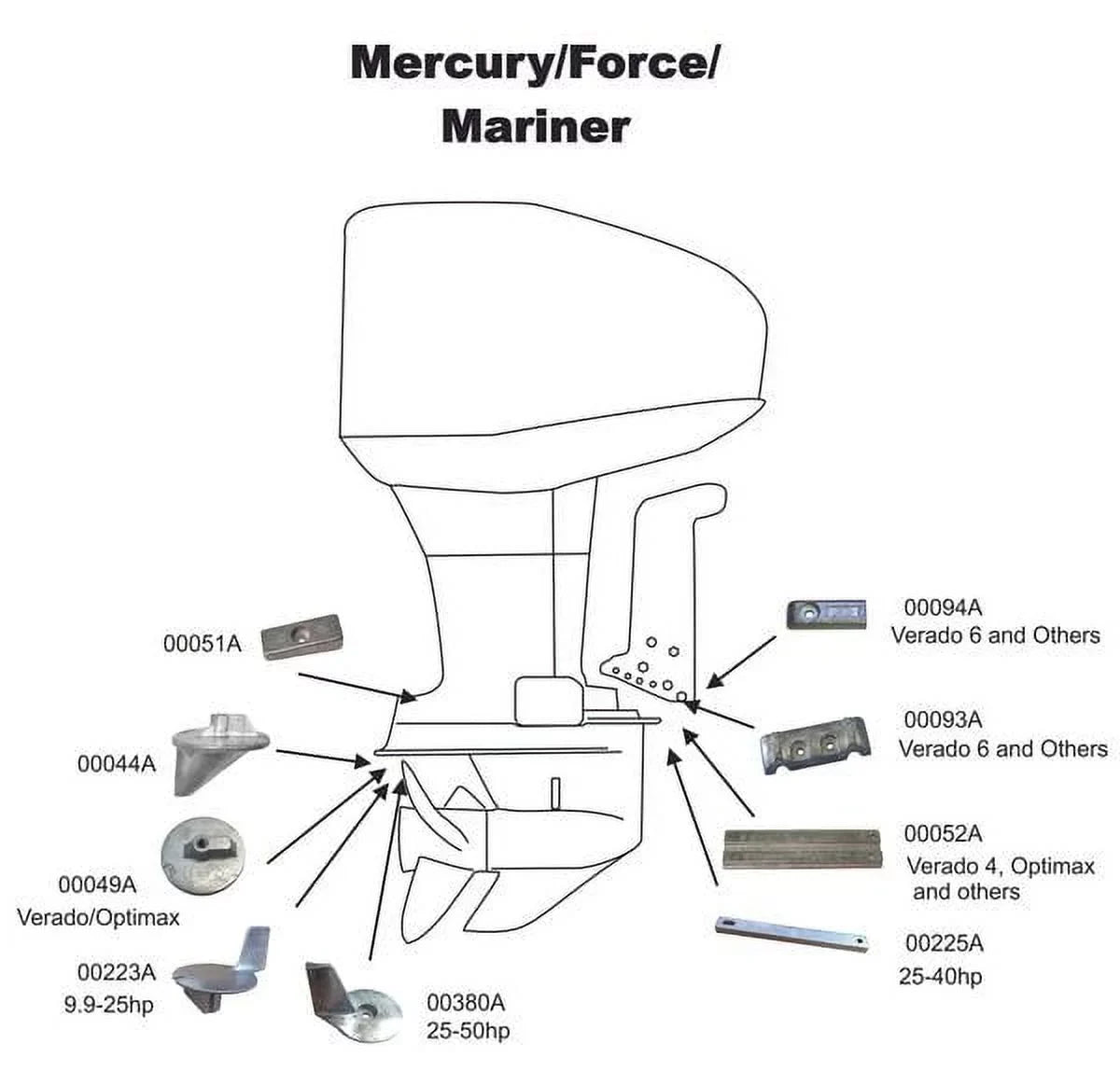 Outboards Kit Zinc CMVERDO4KIT, 18-6156 Zinc 4 And Anode 95111, Optimax Complete Kit US Verado Grade Replaces 8M010755, Mercury Military Fits