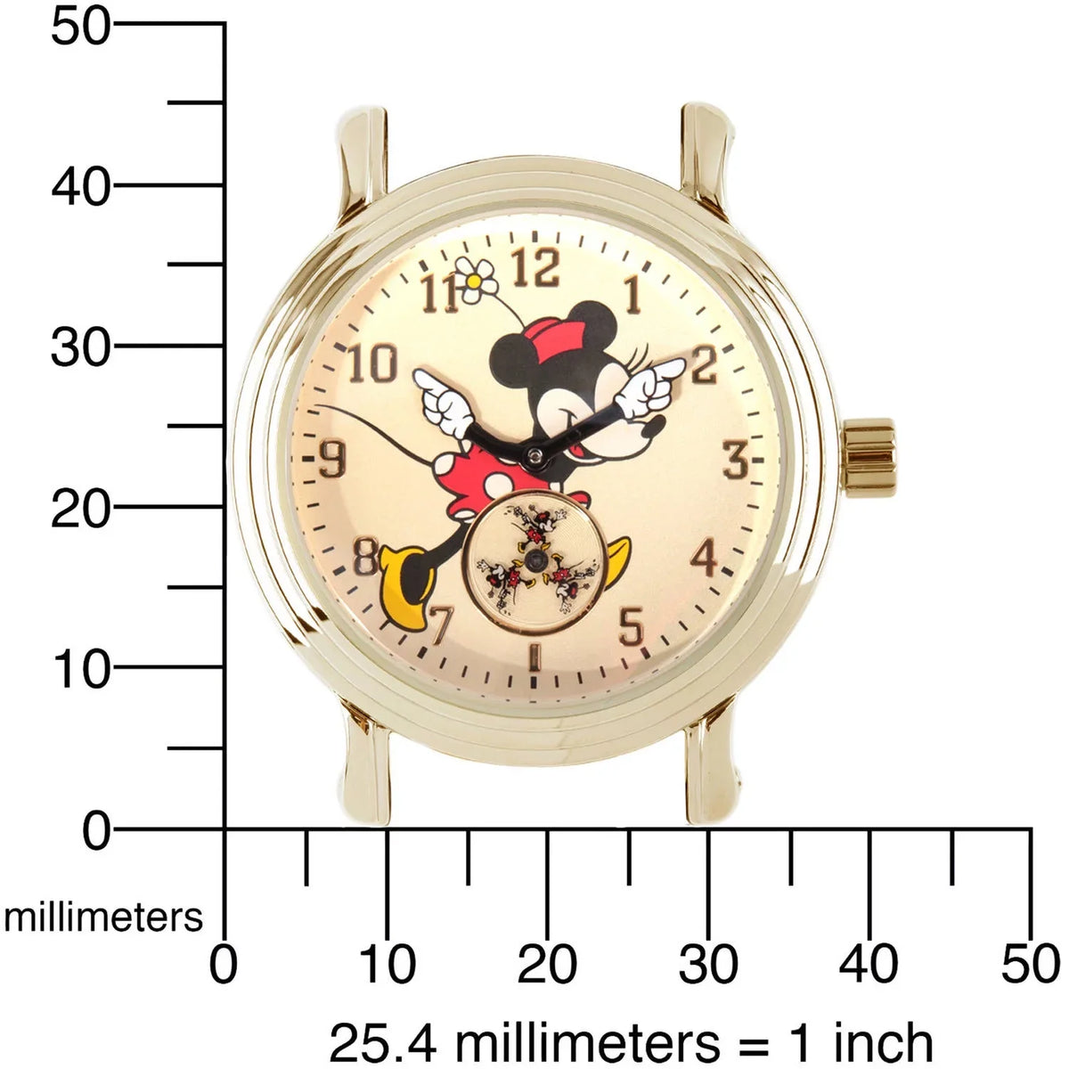 Watch, Classic Leather Mouse Red Strap Polka Alloy Vintage Gold Minnie Dot Articulating Dress Women's Red