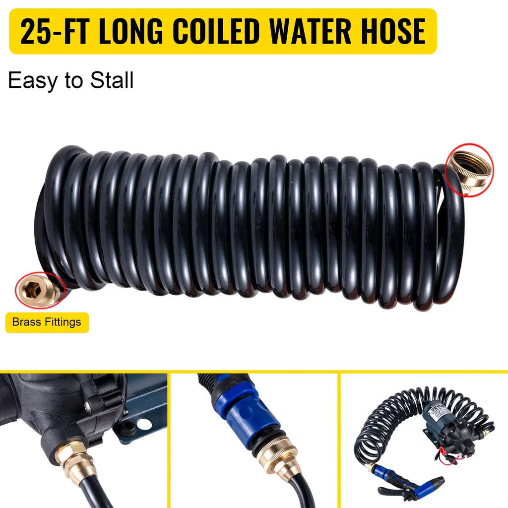 Rv Minute Yacht BENTISM GPM for Automatic Gallons Diaphragm Hose Pumps Caravan Foot 5.3 Water 12V Washdown Pump Pump Boats 25 PSI Pump 5.5 70 RV Marine Coiled Per with Water