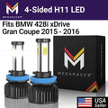 Replacement White 60W Mega Gran 2015 4 Light H8 Headlight Diamond xDrive 428i Gran BMW 6000K H11 Automotive 12V 428i Coupe 15 Fog 16 xDrive 2016 BMW Racer H9 Sided Coupe 10000LM LED Bulbs