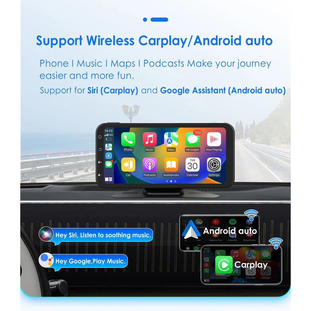 Android With Apple Auto Ossuret Adjustable GPS Camera Receiver Wireless Audio 360° Support Backup Touchscreen Carplay Bluetooth Car Stereo Navigation 6.25" Radio